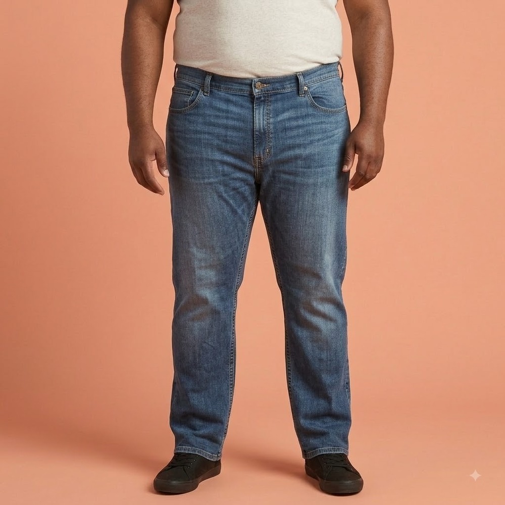 Lee Stretch Jeans Men's 42x32 Blue Denim Regular Straight Fit